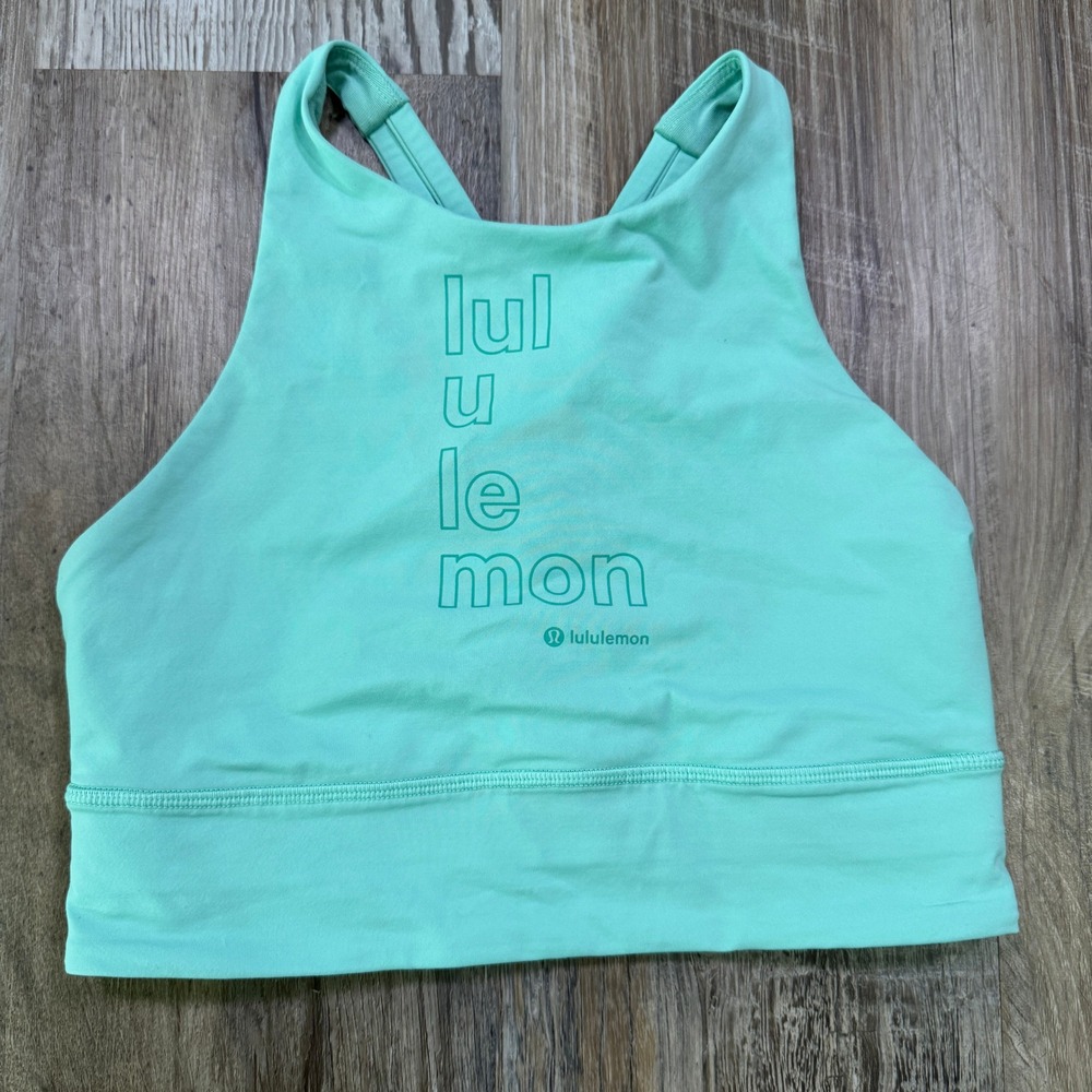 Lululemon Energy High-Neck Longline Bra Womens 6 Wild Mint Green Medium Support